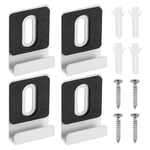 Image of uxcell 4Pcs Metal Mirror Holder Clips, Mirror Hangers Hardware Kit with Screws Large Size for Wall Mounting Frameless Mirrors, Wall Tile, Billboards Display, White