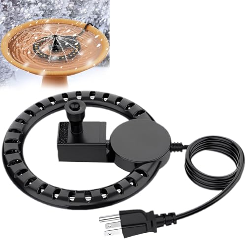 FKKsparkler Bird Bath Heater with Water Pump for Outdoors in Winter, 50W Thermostatic Controlled Auto Shut Off Birdbaths Deicer, Birdbath Heater with 5.9ft Cord in Black for Outdoor Birdbath
