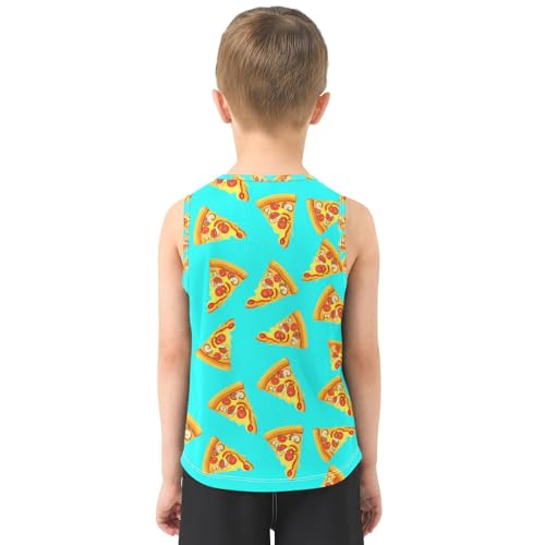 J JOYSAY Pepperoni Pizza Slice Turquoise Boys Tank Top Sleeveless Muscle Shirts Quick Dry Kids T-Shirts 3-15T3