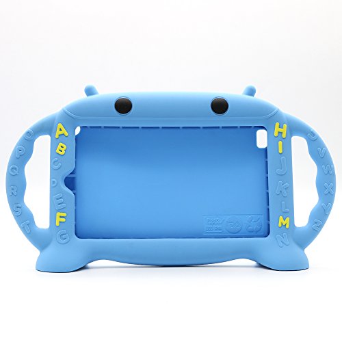 Kids Proof Case For Samsung 7 Inch Tablet Galaxy Tab A/3/3 Lite/4/E Lite 7.0-Chinfai [Cartoon Robot Series] Silicone Handle Stand Case Cover For Tablet Sm-T280/T113/T230 (Blue) #TOP1