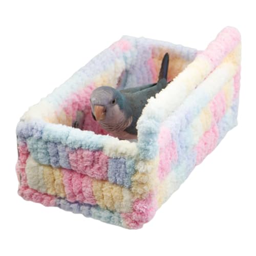 Parrot Bed Cage, Large Breathable Parrot Nest, Rough Velvet 27x16x13cm With Cushion And Pillow, Soft Warm Bed For Napping, Relax