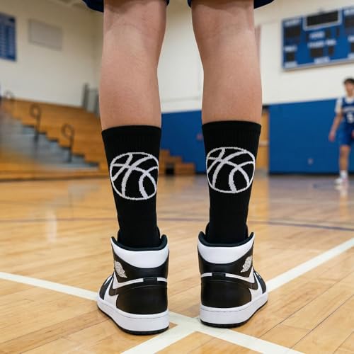 Image of ChalkTalkSPORTS Basketball Socks - Cushioned Mid-Calf Crew - Youth & Adult | Moisture-Wicking Performance Blend, Athletic Basketball Gear, Stay-Up Technology, Arch Support, Breathable, Boys and Men