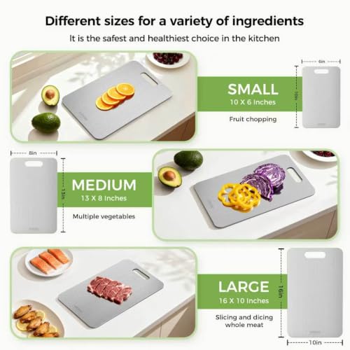 Image of Titanium Cutting Board, 100% Pure Titanium Cutting Boards for Kitchen, Double-sided Titanium Cutting Boards,Separate Raw and Cooked Food Areas,11.7 inchL*7.7 inchW