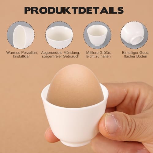 BOUTICOL 6er Set Porzellan Eierbecher Weiße EierStänder für Frühstückstische 5 x 4,3CM Porzellan-Eierhalter Stapelbar Frühstück Gekochtes Kochwerkzeug – Bild 4