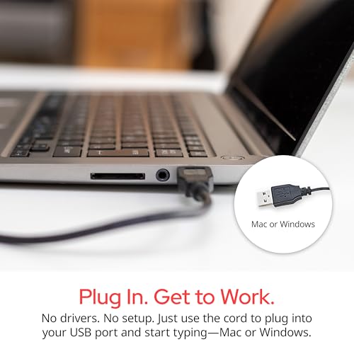 Image of Verbatim Slimline Wired Keyboard USB Plug-and-Play Numeric Keypad Adjustable Tilt Legs Corded Full-Size Computer Keyboard Compatible with PC, Laptop - Frustration Free Packaging Black 99201