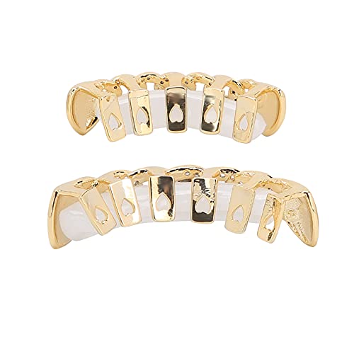 Dentes postiços hip hop, corrente oca brilhante, conjunto de dentes postiços hip hop, suporte de dec