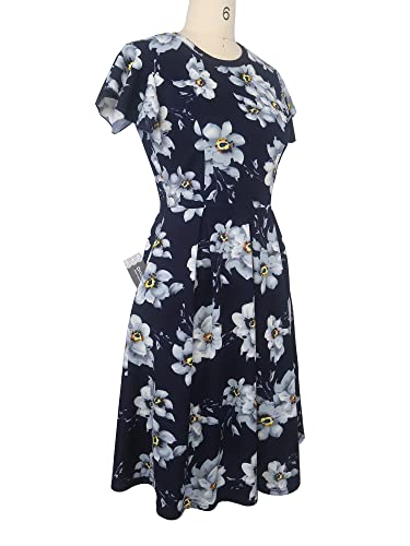 Image of oxiuly Women's Flounce Sleeve Wedding Church Vintage Dresses Casual Floral Party Cocktail Work Dress with Pockets Fei376