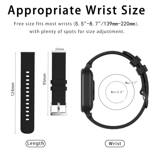 Harikiri Bands Compatible with Fitpolo smart watch IDW13/IDW16/IDW19,22mm Silicone Strap for Woneligo W13,Veryfit IDW19,TOOBUR IDW26/IDW20/IDW16,FITVII HM57/HM78/H56,RUIMEN D1/H1 for Smartwatch3