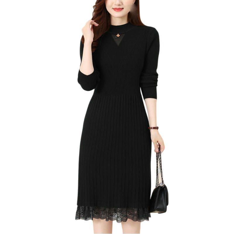Robe pull laine tricotée dentelle pour vos sorties d'automne