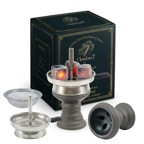 CLOUD no.7 Shisha Kopf - Shisha Steinkopf Set [inkl. Sieb 2 Dichtungen & Mundstück] Shisha Kopf Set - Premium Qualität Shishakopf mit Kaminaufsatz