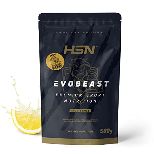 Pre Workout Evobeast de HSN | Sabor Limón 500 g = 10 Tomas por Envase Bebida para Deportistas Preentrenamiento con Potente Poder Estimulante + Energética | No-GMO, Vegano, Sin Gluten