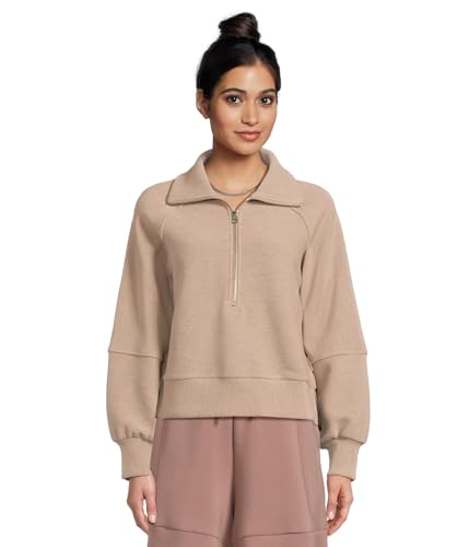 Varley Womens Milano Half Zip Sweat Taupe Marl XX-Small at Amazon