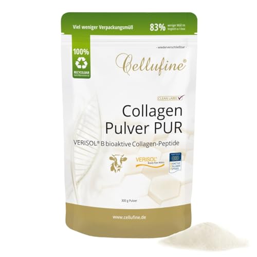 Cellufine® Premium VERISOL Colágeno en Polvo 300 g Doypack, colágeno en polvo de belleza con péptidos de colágeno bioactivos I natural y sin conservantes, 120 porciones con muy alta biodisponibilidad