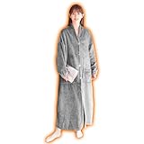 [Gemarwel] 着る毛布 冬【厚さが33.3％アップ +6℃】 吸湿発熱 暖かい 防寒 男女兼用 ガウン ルームウェア 着るブランケット パジャマ 洗える 乾きやすい (M，グレー)