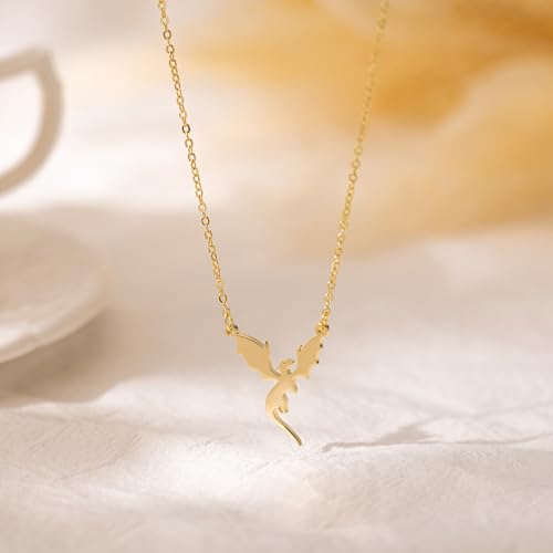 Gold Necklace for Women-14K Gold Plated Bow,Dragon,Shell, Palm Tree, Seahorse, Conch Shell,Sardines, Cowboy Boot,Bat,Bunny Pendant Beachy Jewelry for Women Gifts 5