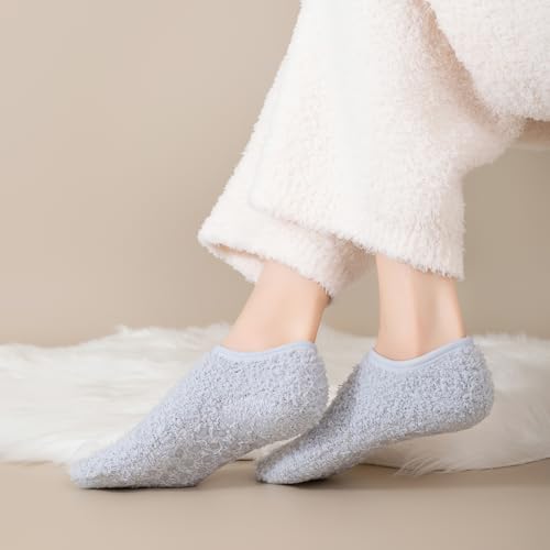 Image of SKOLA Cozy Winter Fuzzy Women Socks Grip Slippers Fluffy House Non Skid Microfiber Socks