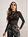 Avidlove Mesh Top Long Sleeve Mesh Top Sheer Tops for Women See Through Shirt PAT2 L
