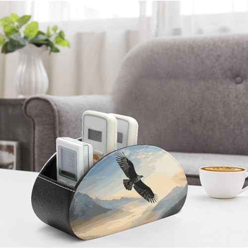 Organiseur de télécommande en cuir Eagle Mountains à 5 compartiments pour bureau - 5