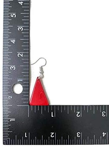Tagua earrings in red, triangle tagua nut earrings, red organic dangle earrings TAG261 - Image 4