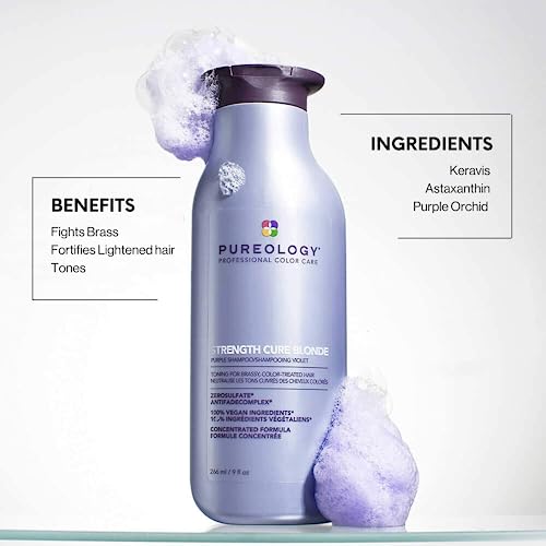 Pureology Strength Cure Blonde Purple Shampoo For Blonde & Lightened Color-Treated Hair, 9 Fl Oz #TOP2