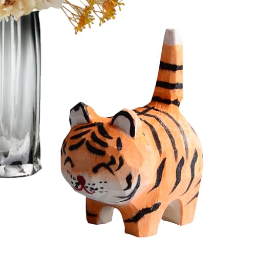 Wooden Carving Tiger Statue - Handmade Wooden Animal Sculpture, Exquisite Detail, Smooth Polished Finish | Artistic Tiger Figurine, Best Gift for Bedroom, Practical and Heartfelt Decoration for
