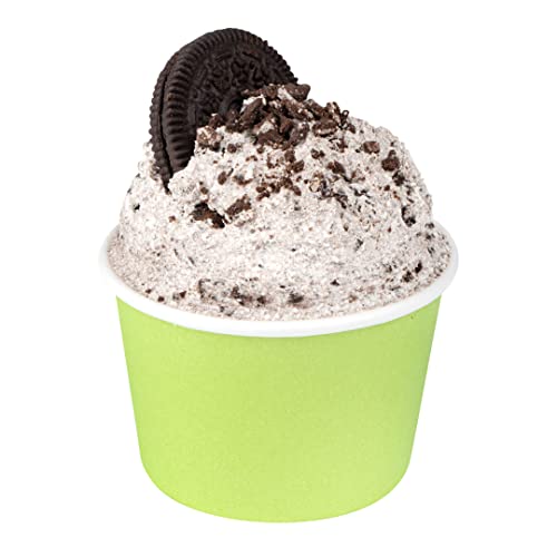 Image of Coppetta 4 Ounce Dessert Cups, 200 Disposable Ice Cream Cups - Lids Sold Separately, Heavy-Duty, Green Paper Frozen Yogurt Bowls, For Hot And Cold Foods, Perfect For Gelato Or Mousse - Restaurantware