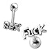 PiercingJ 2 STK. 1.6mm Edelstahl Zungenpiercing mit Wort F-U-C-K u. S-E-X Zunge Piercing Stud Silber Unisex Punk