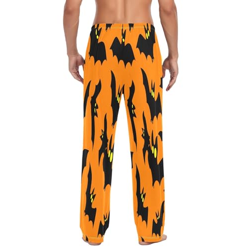 Qilmy Halloween Bats Men's Cotton Pajama Pants, Lightweight Lounge Sleepwear with Drawstring and Pocket3