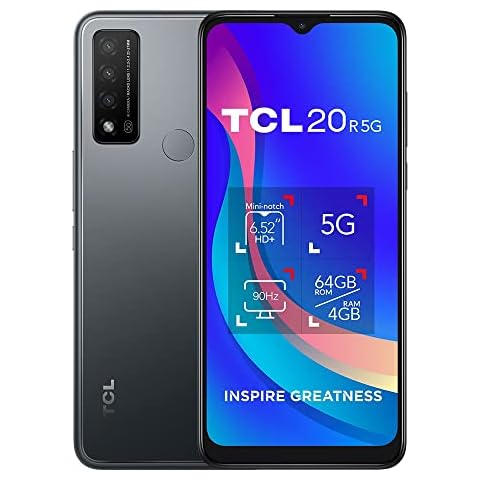 TCL 20R - Smartphone 64GB, 4GB RAM, Dual Sim, Granite Grey Cover