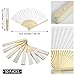 Grosun 50 Packs White Paper Fans Paper Hand Fan Bamboo Folding Fan Handheld Fan Paper Folded Fan Paper Fan for Wedding Party and Home Decoration
