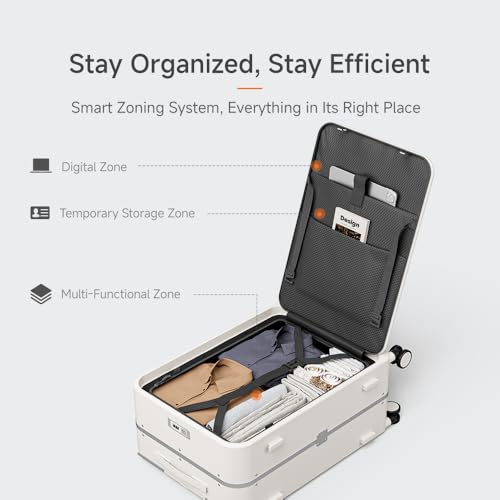 Top Opening 20-inch Carry On Luggage - Zipperless, Aluminum Frame Hard Shell PC Suitcase, Noble TSA Airline Approved Suitcases with Spinner Wheels (Beige)4