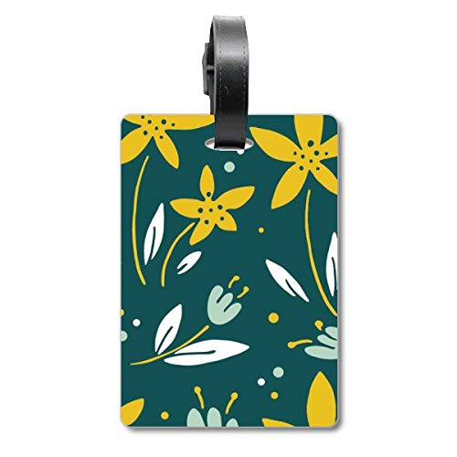 Étiquette d'identification pour valise voyage motif fleurs jaune et blanc