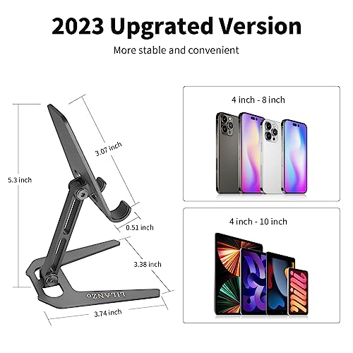 Lilanzo Foldable Cell Phone Stand For Desk, Fully Adjustable Desktop Phone Holder For Office, Aluminum Metal Phone Holder For Iphone, Ipad, Mobile Phone, All Android Smartphone, Tablets (4-10") #TOP5