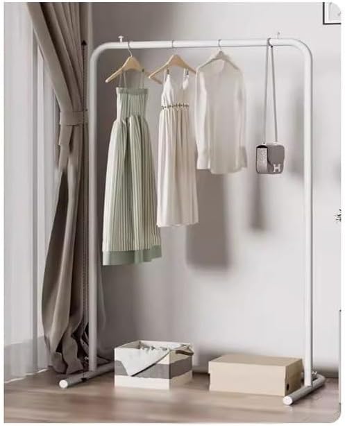 Kitchen Cabinet Expandable Corner Shelf Revolving Storage Rack,White Floor-Standing Clothes Rack, 80cm x 150cm Simple Coat Rack for Indoor Use, Versatile Household Drying Rack, Ideal for Bal
