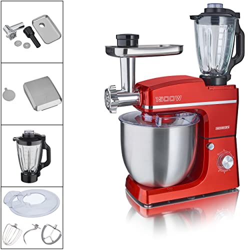 HEINRICHS 3 in 1 Universal Küchenmaschine, Küchengerät 1500W, 6 Geschwindigkeitsstufen, Multifunktionale Knetmaschine mit Fleischwolf, 1.5L Mixerbehälter, XXXL 10L Edelstahlschüssel (Rot) 7 HEINRICHS 3 in 1 Universal Küchenmaschine, Küchengerät 1500W, 6 Geschwindigkeitsstufen, Multifunktionale Knetmaschine mit Fleischwolf, 1.5L Mixerbehälter, XXXL 10L Edelstahlschüssel (Rot)