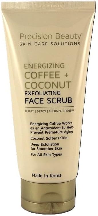Exfoliante facial energizante de café y coco, 8 onzas líquidas, fabricado en Corea