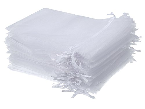 Wudygirl 100pcs Organza Bags 4X6 Gift Bags with Drawstring Jewelry Pouches for Party Wedding Favor Christmas Candy Baby Shower (White 4x6)