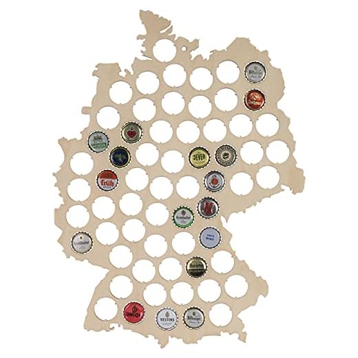 LAUBLUST Bierkarte im Deutschland-Karte Design | 44x33cm | Kronkorken-Sammler Deutschland-Fahne - Lustige Geschenk-Idee