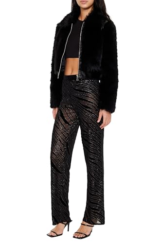 Forever 21 womens Sheer Sequin Zebra Flare Pants3
