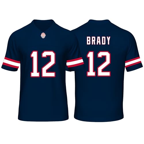 Custom Mens/Youth Football Tom Stitched T-Shirt for Sports Fan Brady Navy No Brand/Logos