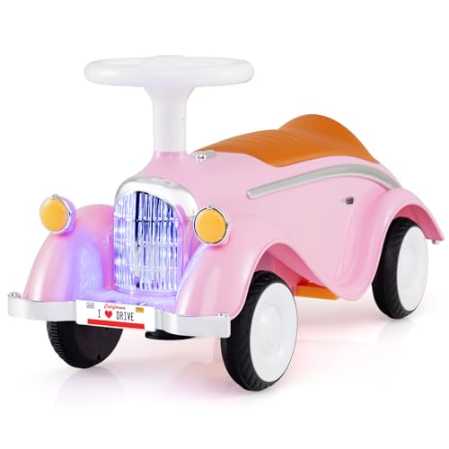 Costzon Toddler Ride On Toy, Classic Foot to Floor Sliding Car w/Steering Wheel, Horn, Headlights & Under Seat Storage, Kids Push Ride-Ons, Retro Baby...