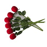 Liyoung 6 sets Rose Flower Blossom Ring Box Jewelry Packaging Display Simulation Wedding Anniversary