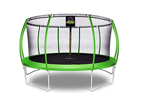 Machrus Moxie Trampoline 6FT 8FT 10FT 12FT 14FT 15FT 16FT, Recreational Trampolines for Kids and Adults- Outdoor Trampoline with Enclosure Net, Flex Fiber-Glass Rod & Curved Poles- ASTM Approved -  MXSF03-15-GA