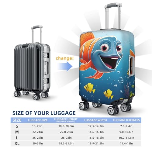Travel Luggage Cover Fish Under The Sea Spandex Suitcase Protector Washable Baggage Covers Fashion Elastic Scratch-Resistant Luggage Cover Protector Fits 18-32 Inch Luggage4