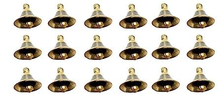 Image of Brass Bell Decorative Pooja Room Bells with J Hook (Silver Gold, Pack of 18) (1 inch, 18)