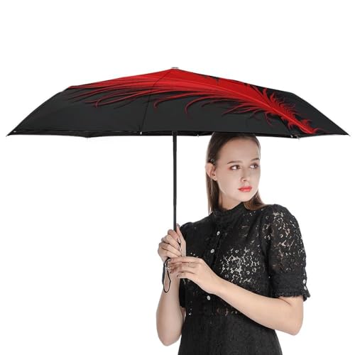 Parapluie compact Feather 3 résistant et rétractable motif plumes noires - 4