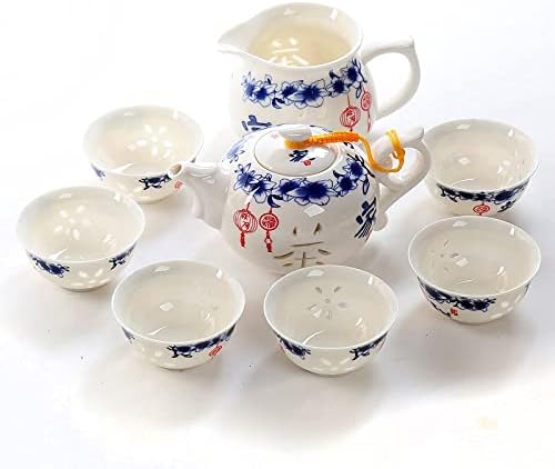 Teapots, ceramic teapots, Blue-and-white Ceramic Teapot Heat-Resistant Tea Pot With 5 Tea Cups Kung Fu Tea Set Handmade Kettle Tea Set Drinkware (Color : Cj007)