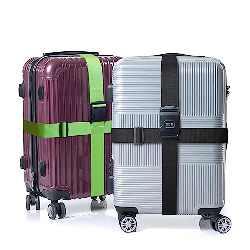 2 PCS Luggage Strap 78" x 2" Suitcase Belts Wide Adjustable Packing Straps Travel Accessories, Black&Combination Lock3