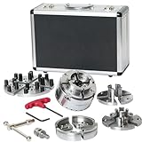 NCK-3.75ZN/S1 Wood Lathe Chuck 3-3/4' Self Centering Chuck Set 1”x 8TPI Direct Thread with locking set screws for reverse turning, 5 Sets 4-jaws in Aluminum Case.