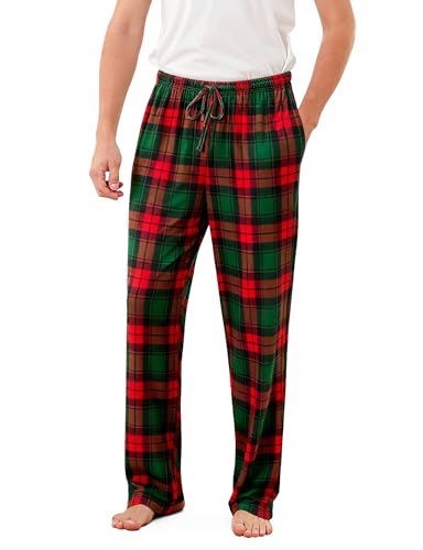 Men Christmas Pajamas Bottoms Mens Xmas PJs Pants Lounge Pajama Flannel Fleece Sleepwear Plaid Sleep Pant Red Green Casual Buffalo Joggers